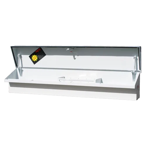 50STS – RKI Tool Box, Slant Top Side Box Single Lid Powder Coated White Steel 50-3/4 Inch Length x 13-3/16 Inch Top/ ...